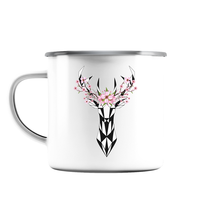 (Vorlage) Sakura Deer - Emaille Tasse (Silber) - runental