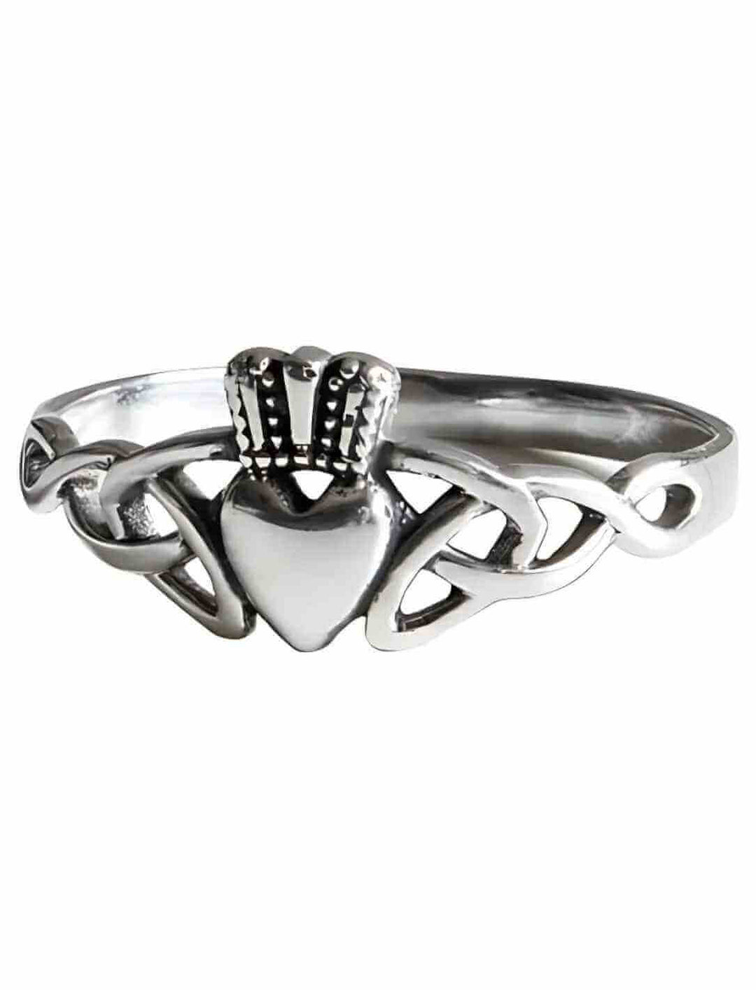 Claddagh Ring der ewigen Liebe aus 925er Silber – Herz mit Krone und keltischen Knotenmotiven, perfektes Geschenk für Valentinstag oder besondere Anlässe.