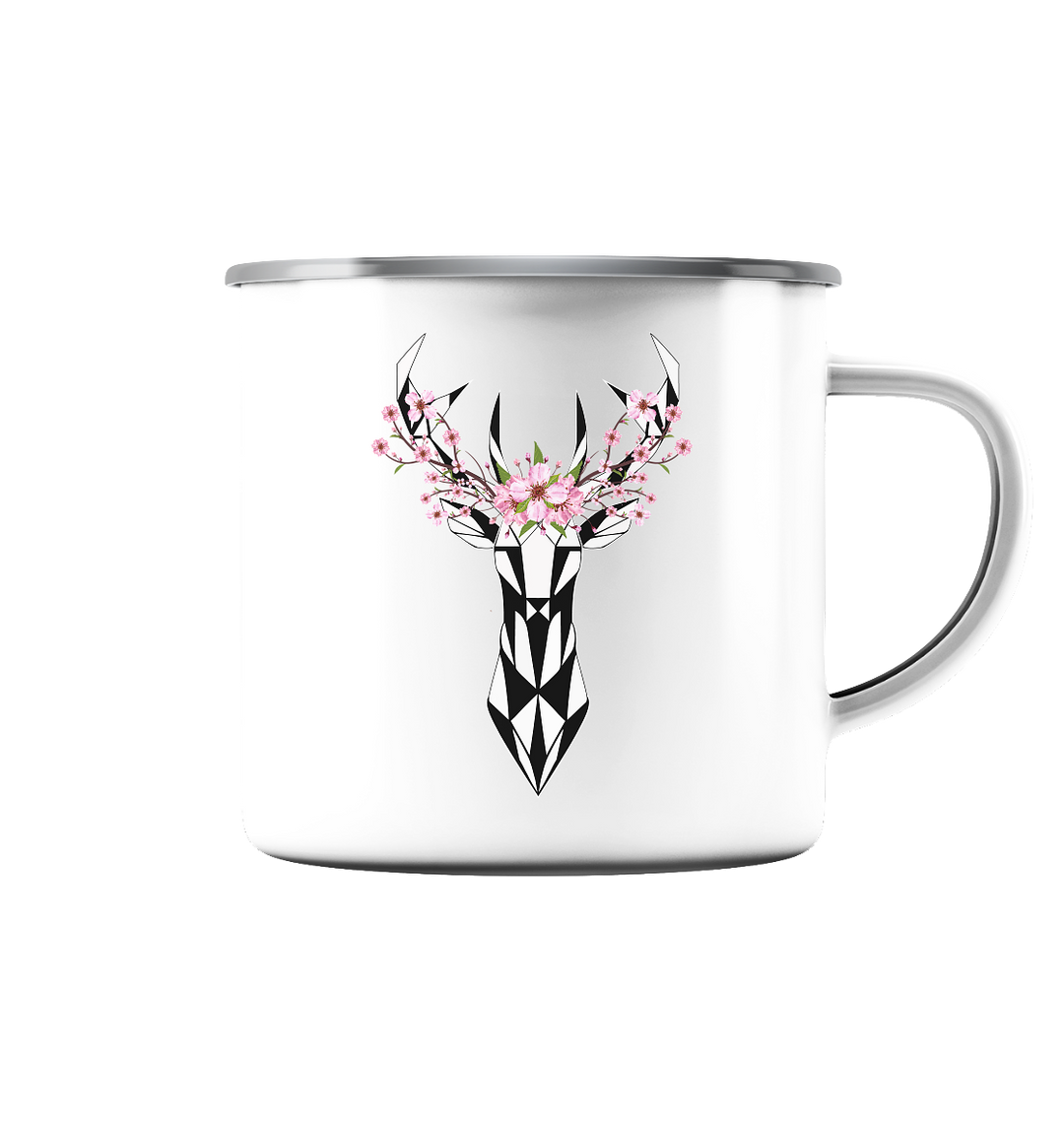 (Vorlage) Sakura Deer - Emaille Tasse (Silber) - runental