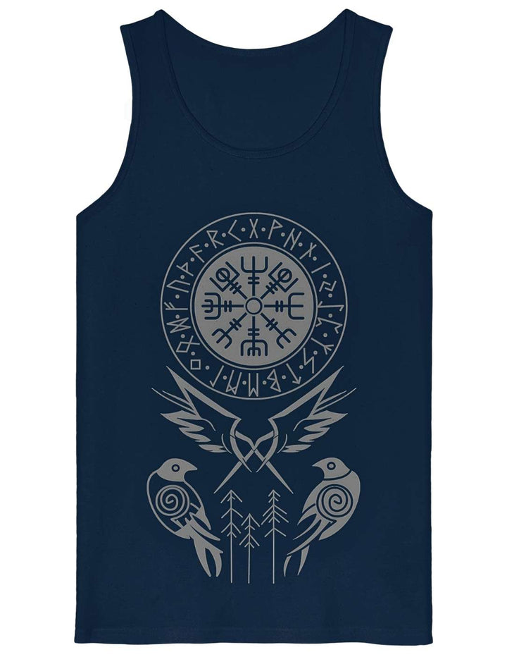 Herren Tanktop navy blau mit nordischem Raben Odins Symbolmotiv