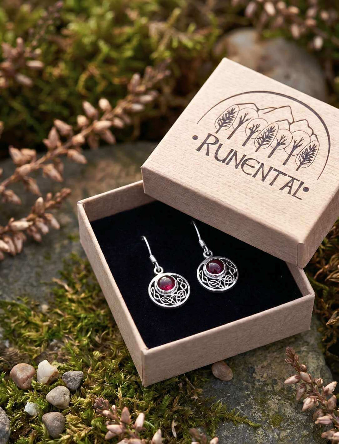 Herz von Nemeton Silber Ohrhänger mit echtem Granat in Schmuckbox