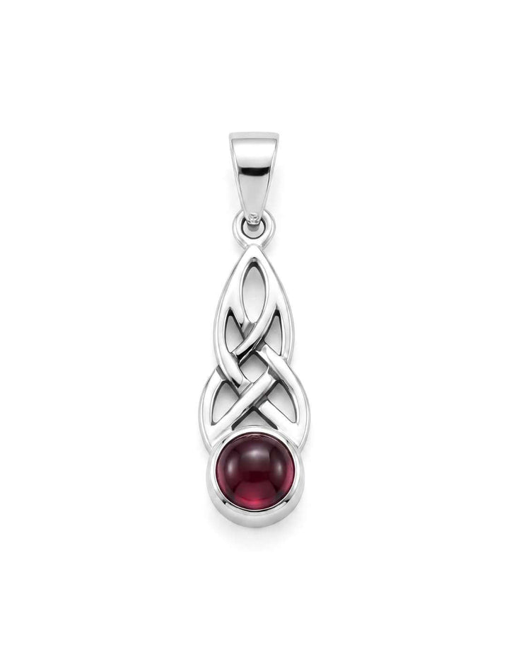 Keltischer Knoten Silberanhänger mit Granat – 925 Sterling Silber Amulett