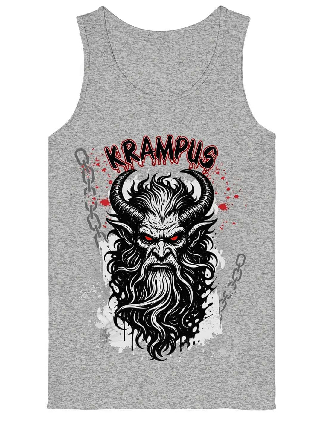 Graues Tanktop mit Krampus Rauhnacht Motiv für Herren
