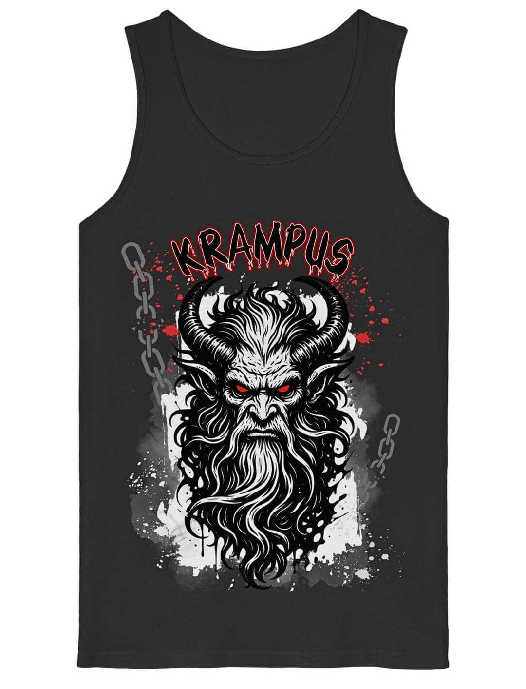 Krampus Organic Tanktop in Schwarz mit Horned Deity Print