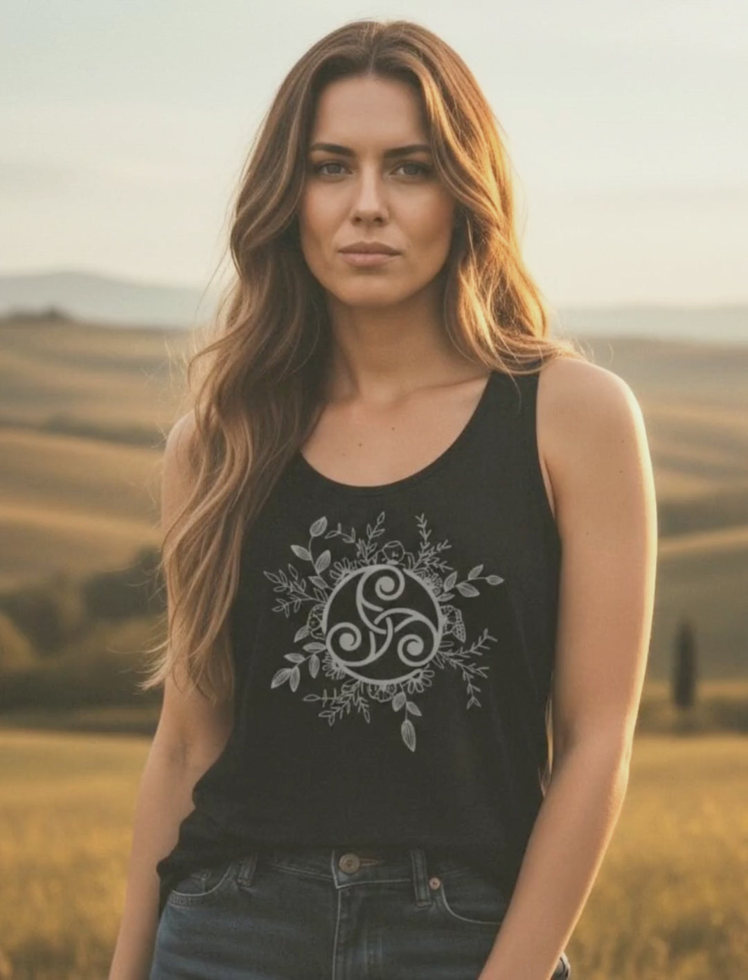 Video – Triskele der ewigen Wandlung Tank Top in Bewegung, sanfter Wandel und Balance im Runental Stil.