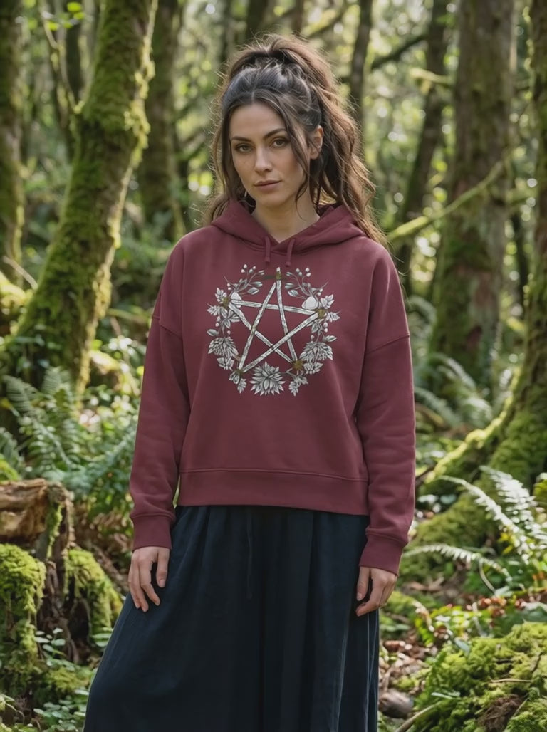 Video – Pentakel Boxcut Hoodie Damen in Bewegung – Kreis der Elemente Wicca Runental