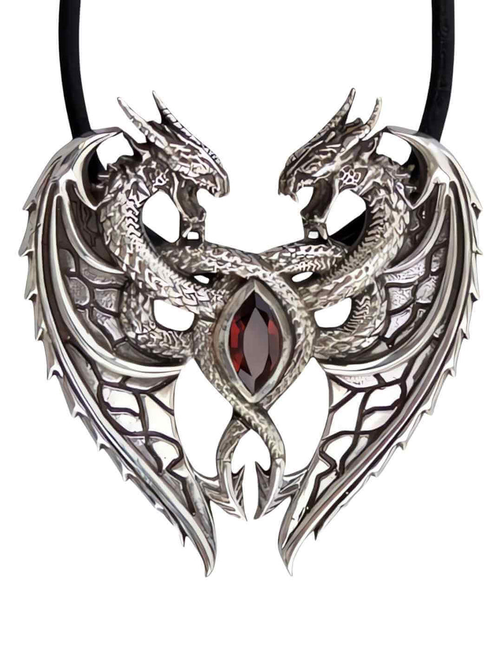 Heart of the Dragon, 925 Sterling Silber Anhaenger auf weissem Hintergrund.