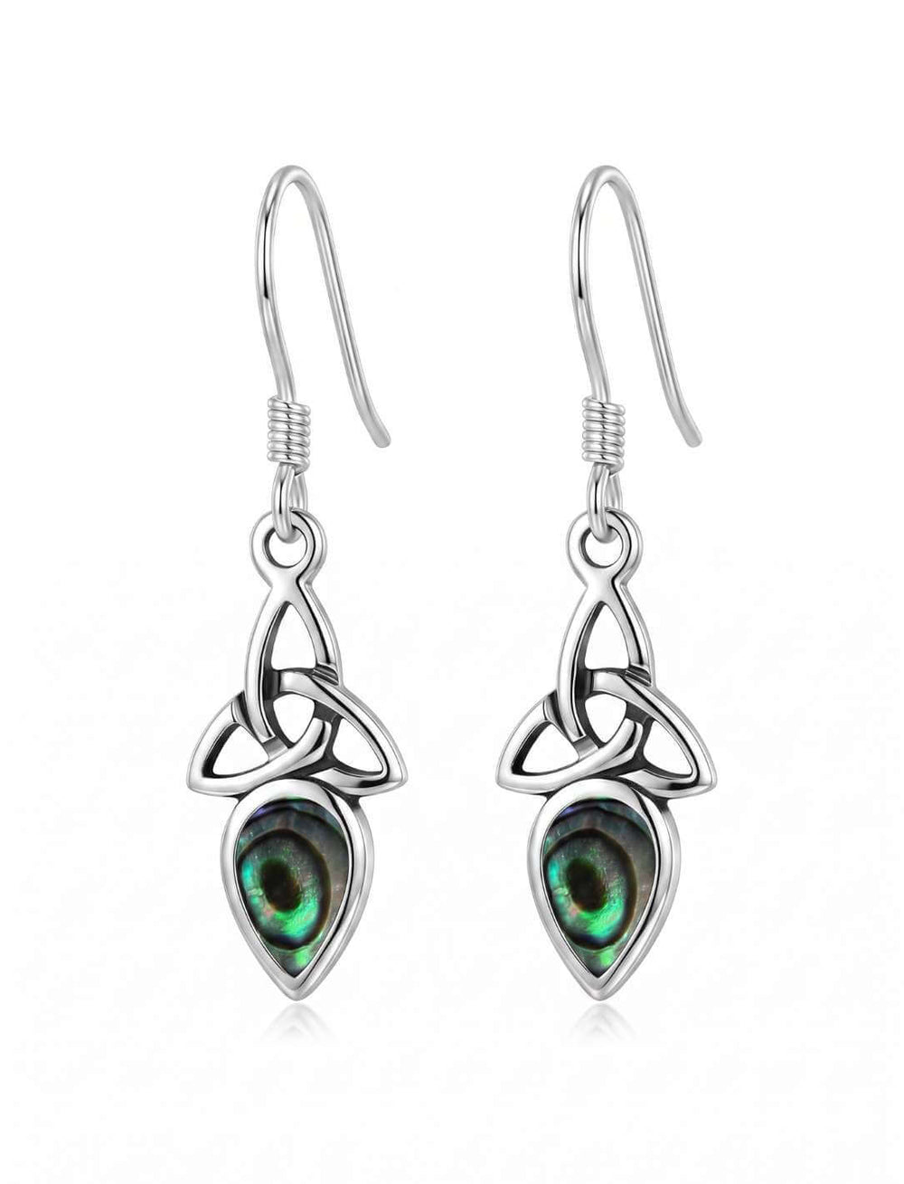 Triquetra Ohrhänger Silber mit Perlmutt freigestellt
