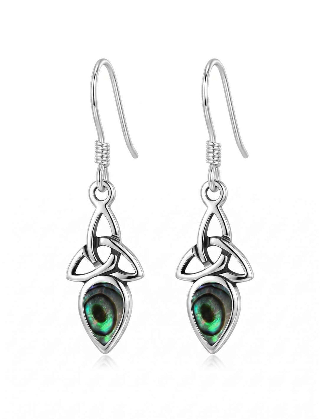 Triquetra Ohrhänger Silber mit Perlmutt freigestellt